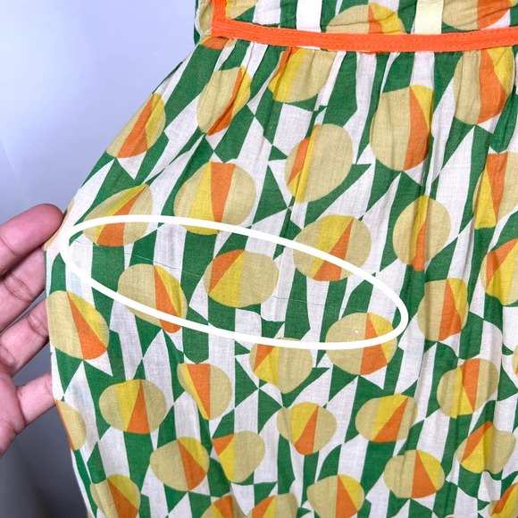 FREE PEOPLE Smocked Halter Dress Size 4 Yellow Lemon Pattern Sleeveless *Read - Picture 10 of 11